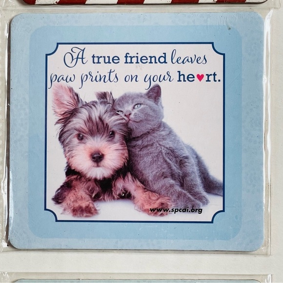 Animal Print Coasters Dog Cat Flag New Sealed Yorkshire Terrier Shorthair Cat - Picture 3 of 5